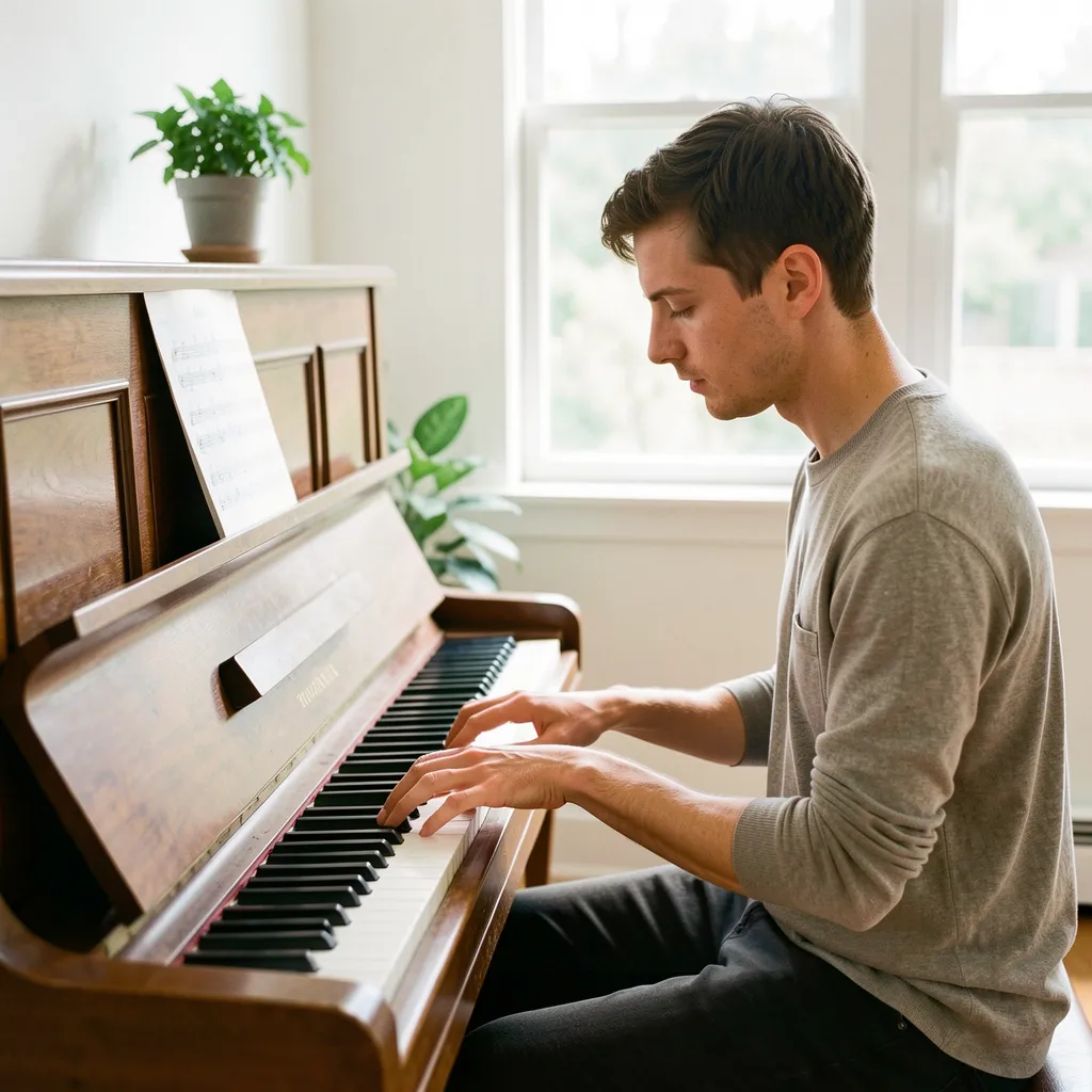 Adult student engaging with music instruction